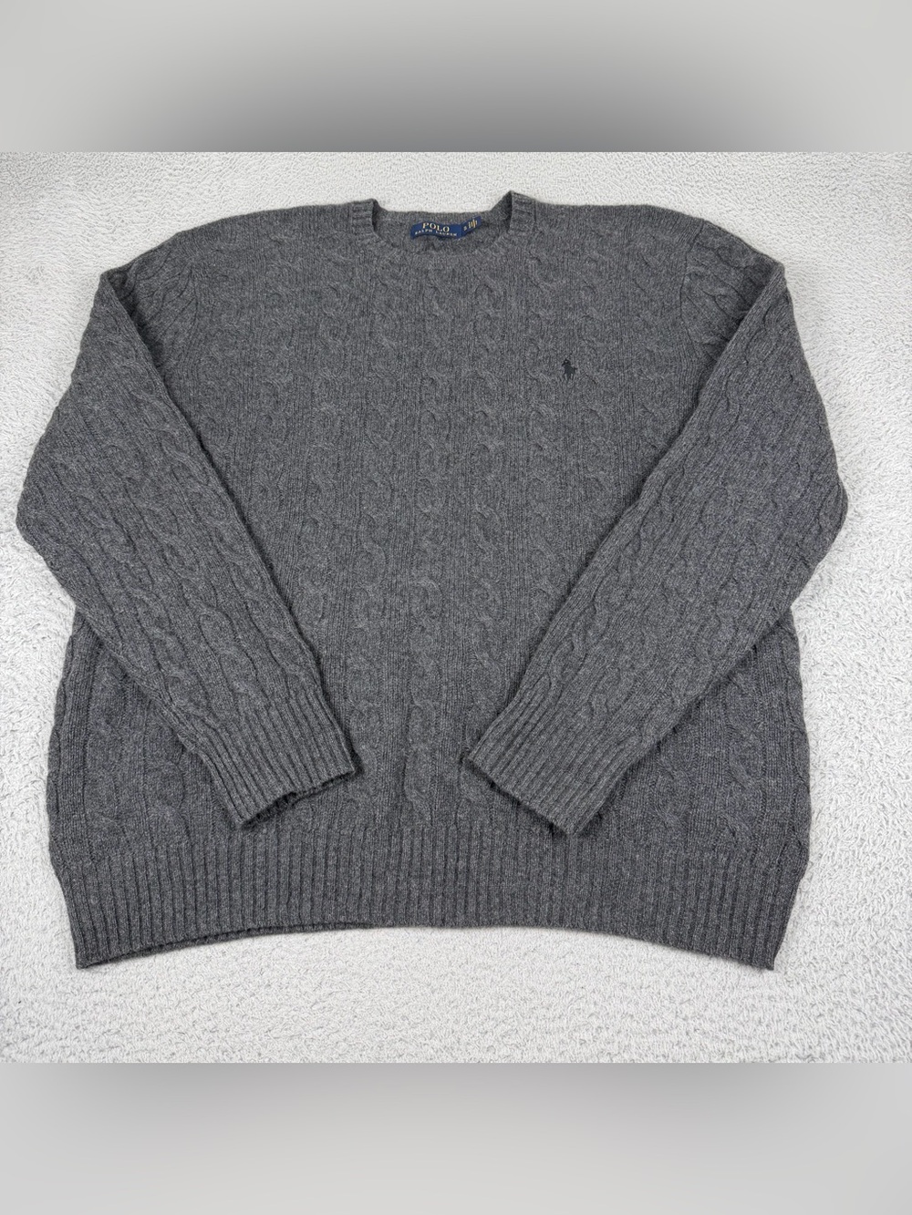 Polo Ralph Lauren Sweater Mens XL Gray Wool Cashmere Blend Knit Pullover Pony - Picture 2 of 8